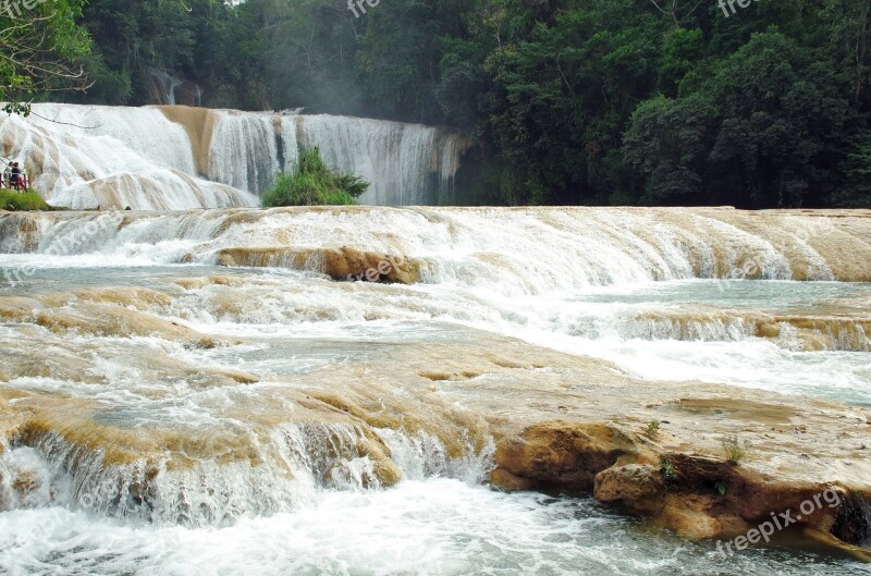 Mexico Agua Azul Cascades Rapids Water