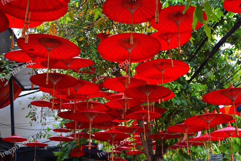 Umbrellas Canopy Red Parasol Protection