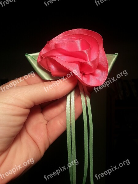 Ribbon Rose Sewing Sew Free Photos