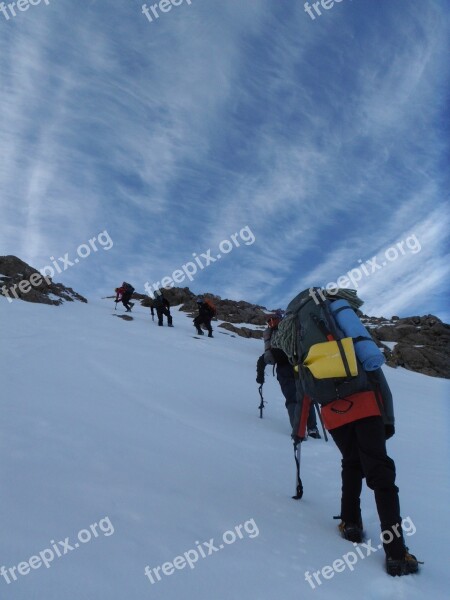 Hiking Tramping Mountaineering Mountain Snow