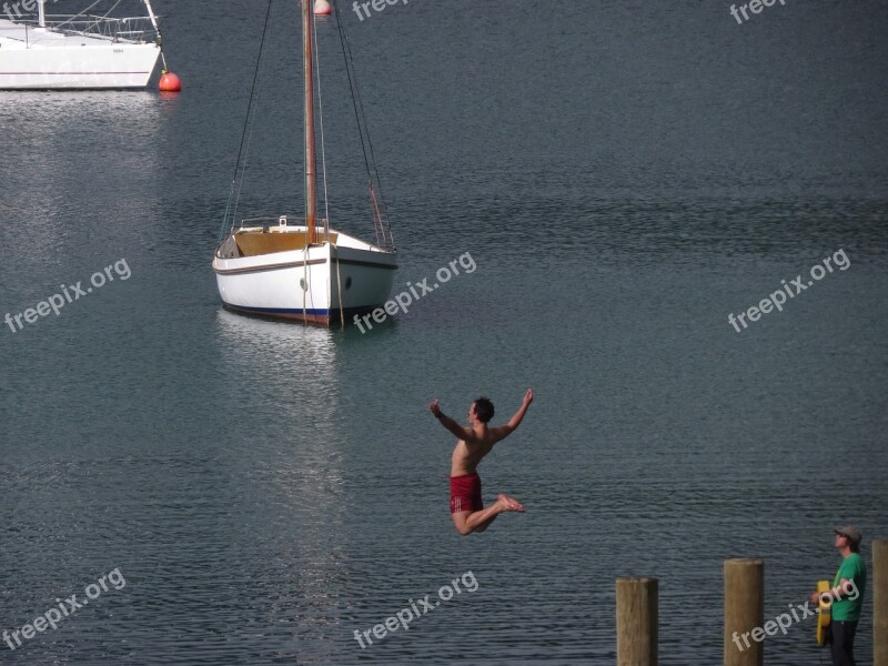 Jump Ocean Water Red Man