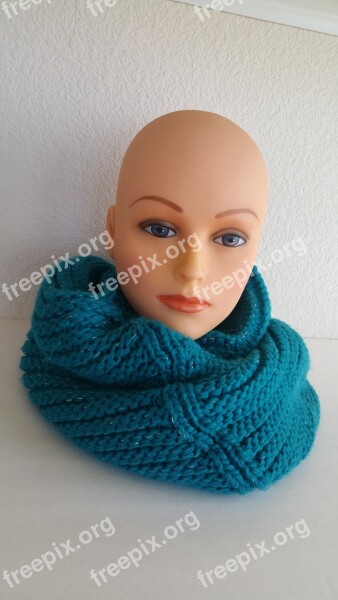 Blue Infinity Knit Scarf Scarf Winter Wear Free Photos