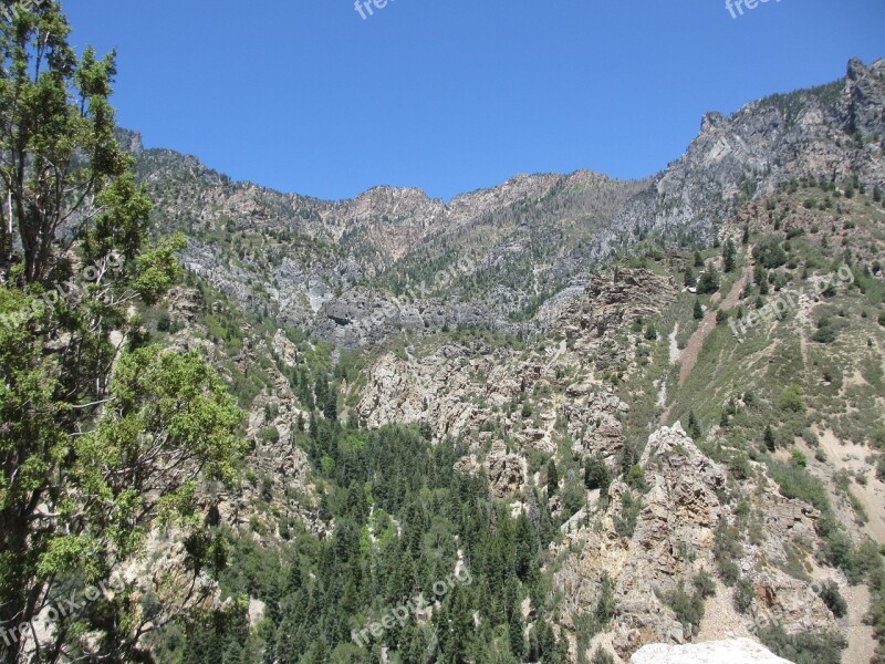 Mountainside Utah Rock Trees Free Photos