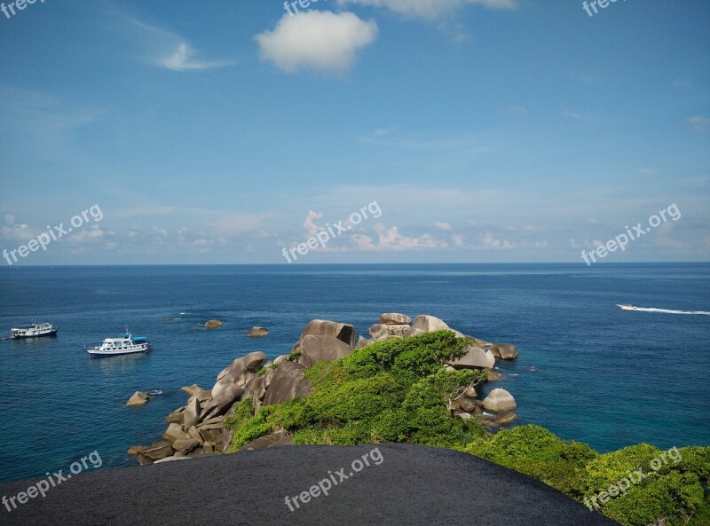 Similan Island Thailand Sea Blue Boats