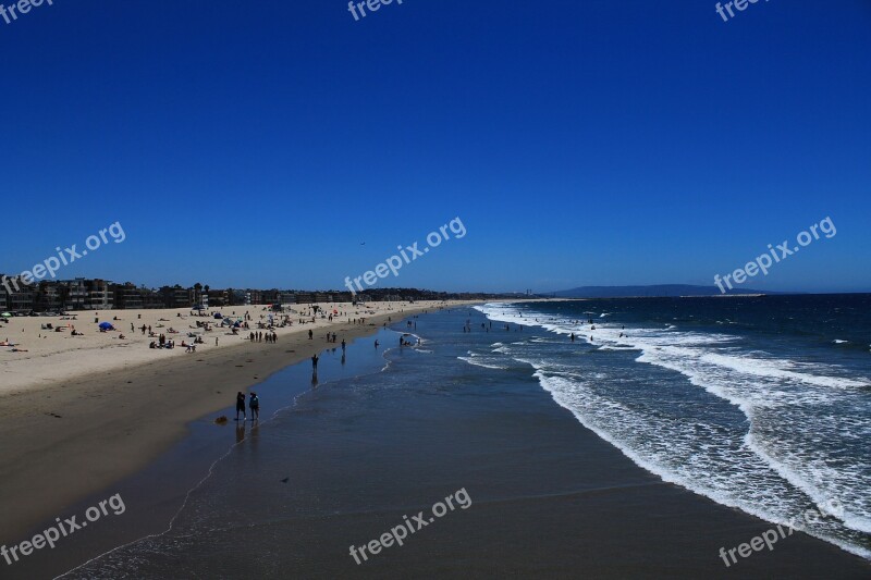 Beach Santa Monica California Blue Sky