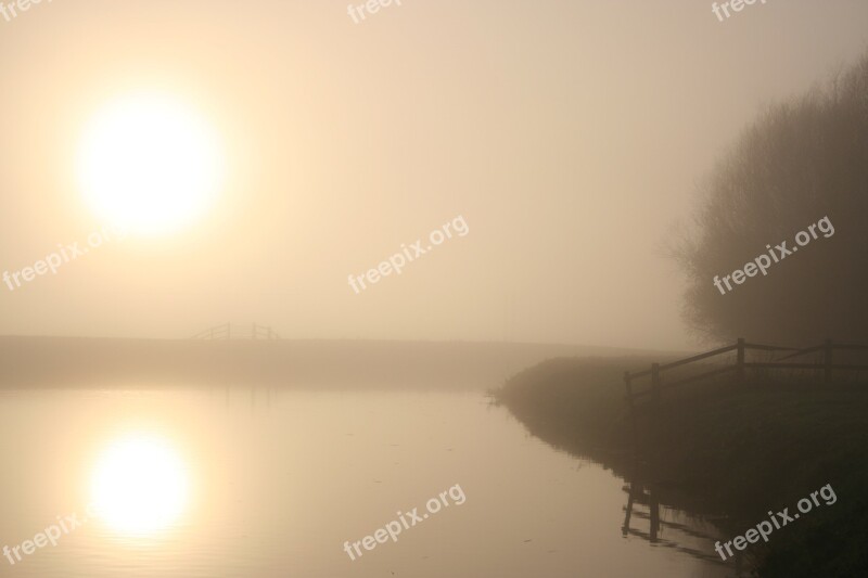 Mist Reflections Nature Water Tranquil