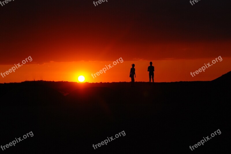 Sunset Silhouettes Twilight Evening The Sun