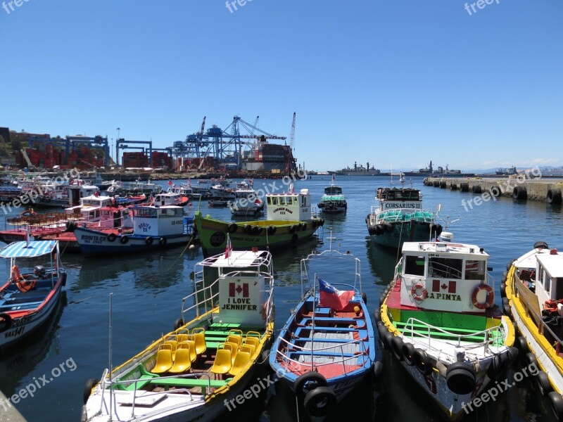 Valparaiso Chile Port Day Boats