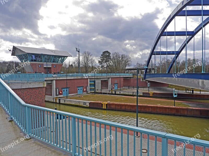 Lock Münster Dortmund Ems Channel Bridge Rod Arch Bridge