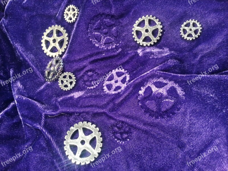 Steampunk Purple Silver Gears Embossed