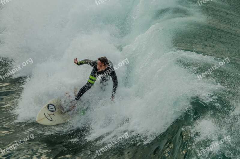 Surfing Ocean Waves Beach Coast