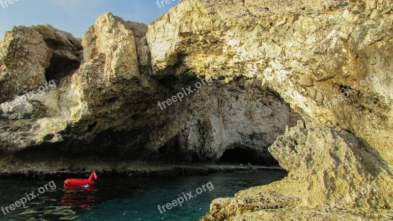 Cyprus Ayia Napa Rocky Coast Cliff Sea Caves