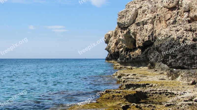 Cyprus Xylofagou Rocky Coast Cliffs Sea