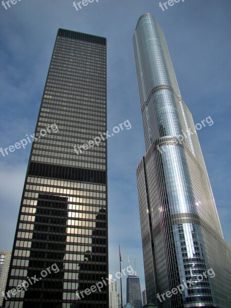 Skyscrapers Chicago Usa Houses Buildings