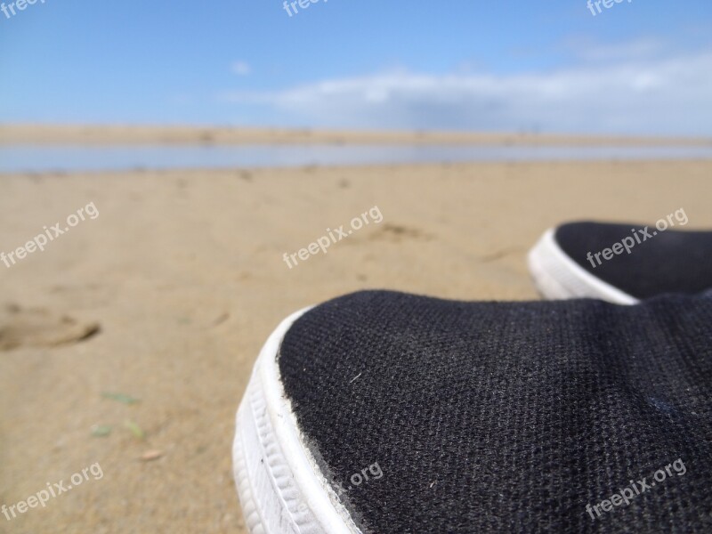 Beach Shoes Sand Summer Leisure