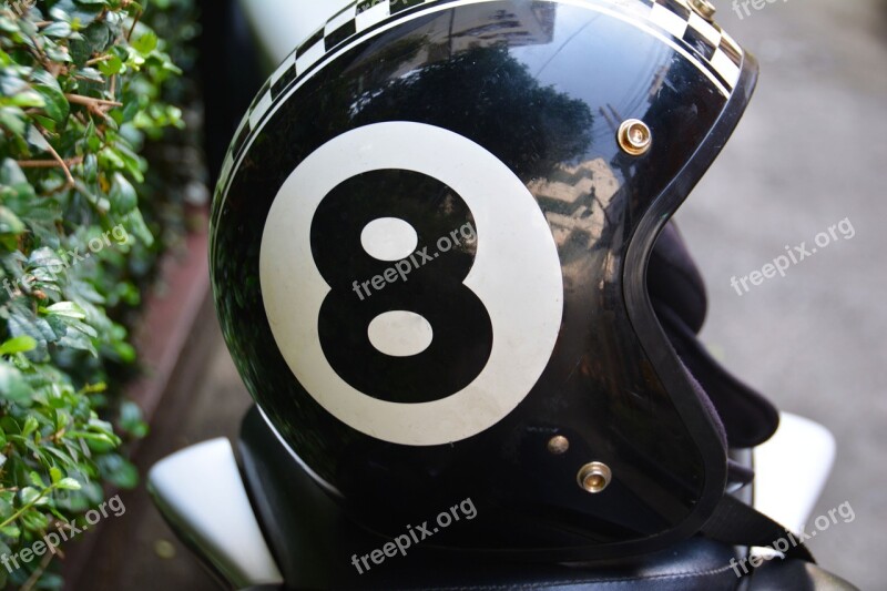 Eight Motorbike Helmet Lid Motorbike Number