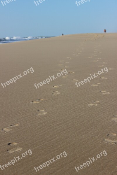 Beach Feet Traces Summer Horizon Ocean