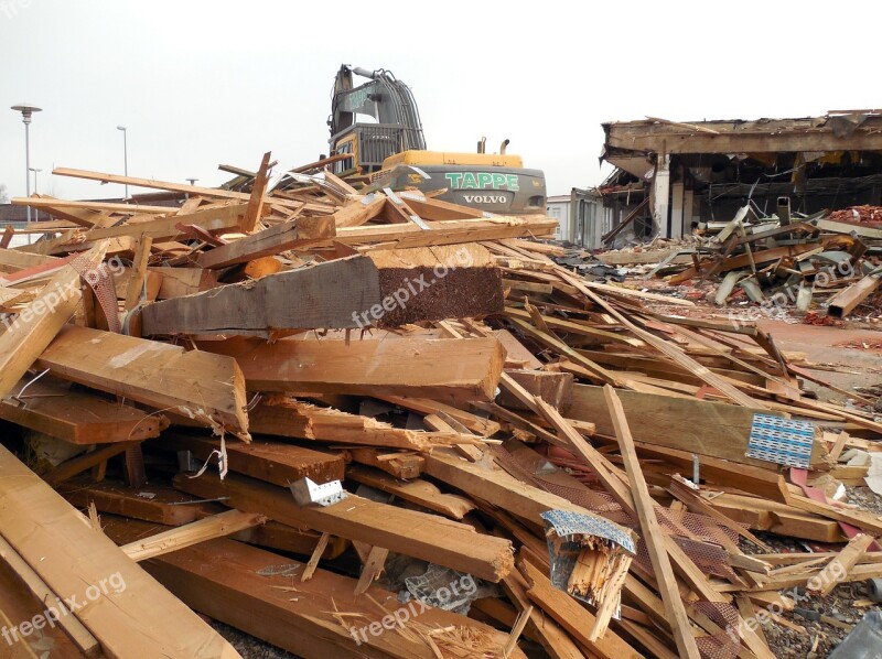 Crash Demolition Construction Work Site Ruin