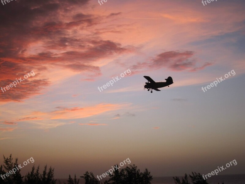 Sunset Cuba Biplane Evening Caribbean