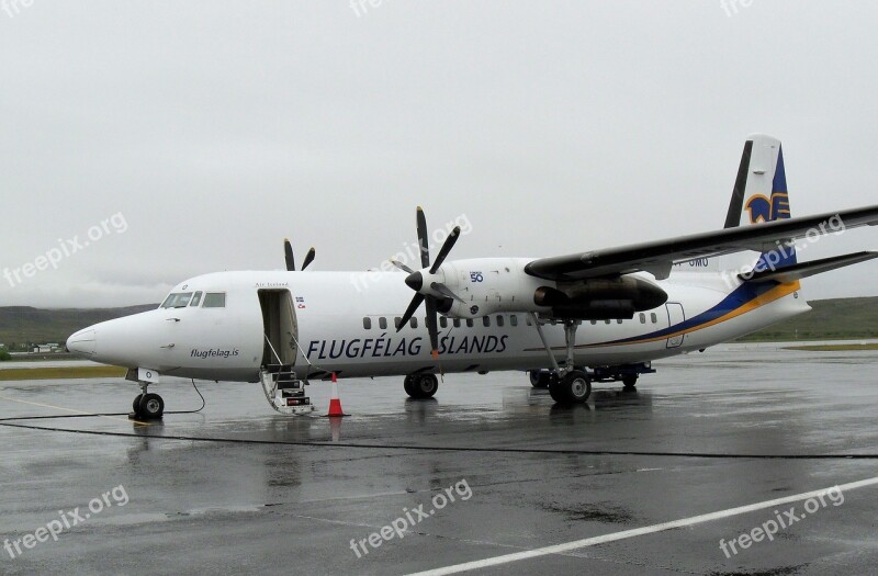 Air Iceland Fokker Propeller Plane Iceland Airport