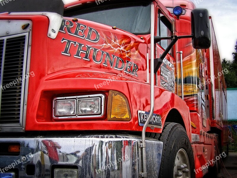 Wallpaper Background Red American Truck Lorry Red