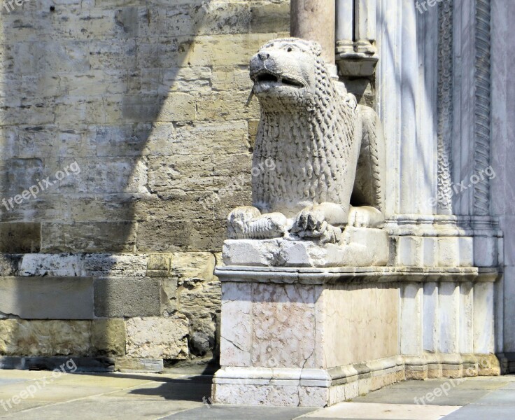 Italy Parma Cathedral Lion Statue