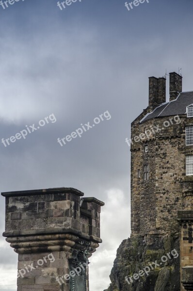 Castle Edinburgh Scotland City Rainy Wither