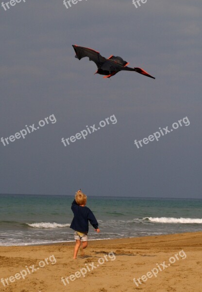 Dragons Child Autumn Sea Beach