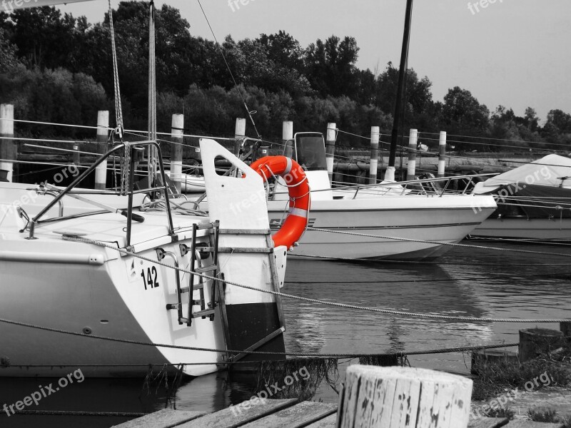 Black And White Boat Porto Sea Lifebelt