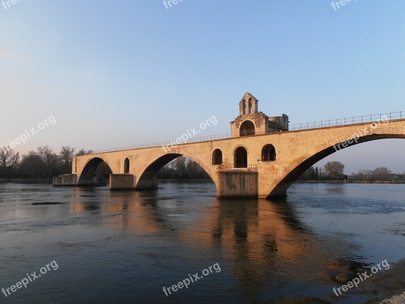 Bridge Avignon Pont Sunset River