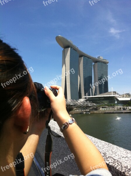 Marina Bay Sands Photography Blue Skies Taking Photo Singapore