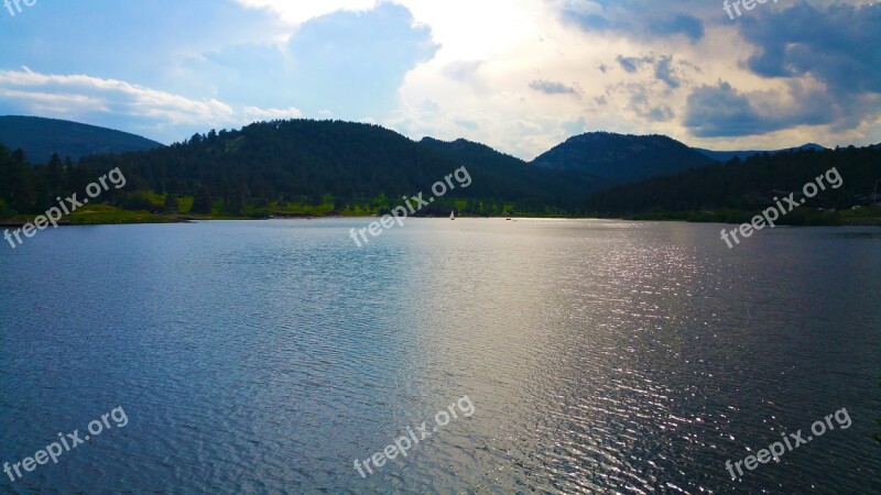 Lake Sail Boat Sun Terrain Landscape