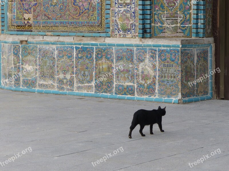 Iran Cat Black Tile Ceramic