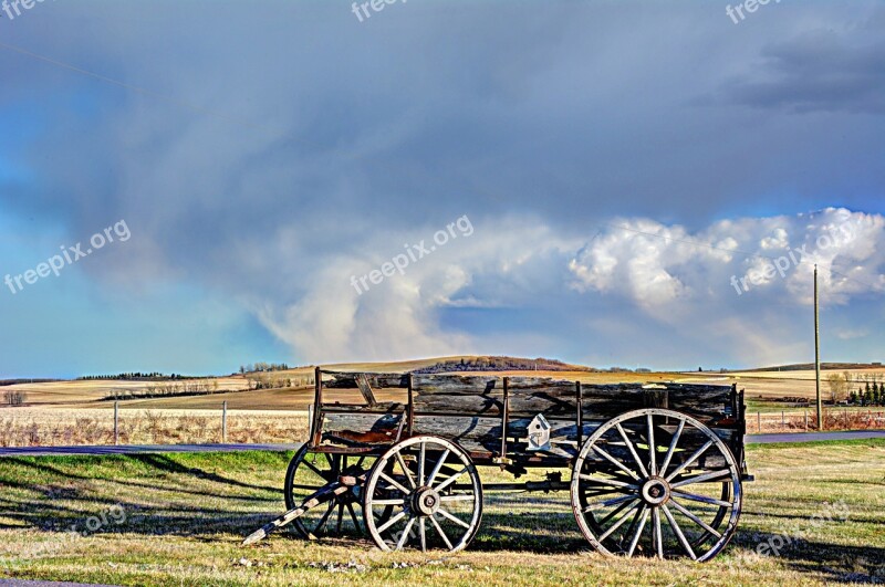 Wagon Alberta Antique Rustic Western