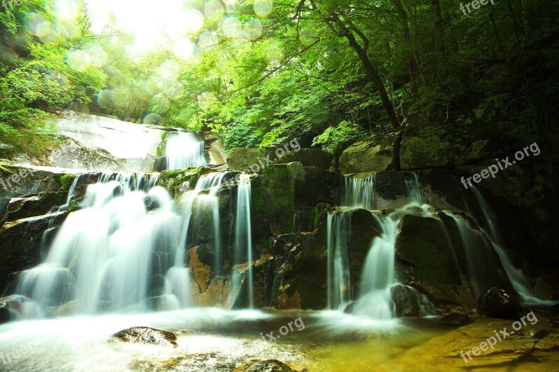 Valley Nature Landscape Waterfall Mountain