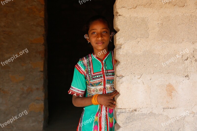 Little Girl Gujarat Bhuj India Asia