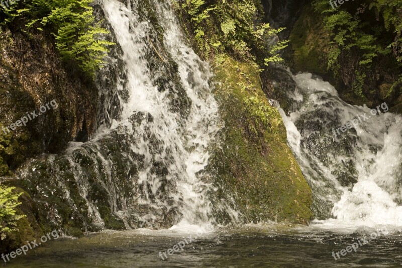 Waterfall Green Foam Nature Water