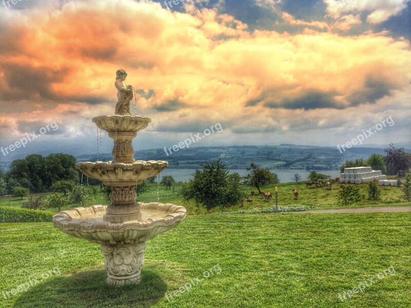 Nature Fountain Sky Water Fountain Wies