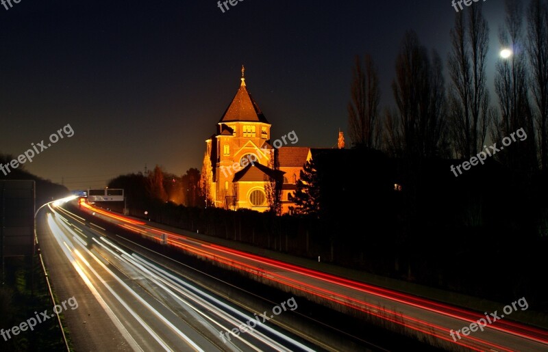 Night Photograph Highway Traffic Night Spotlight