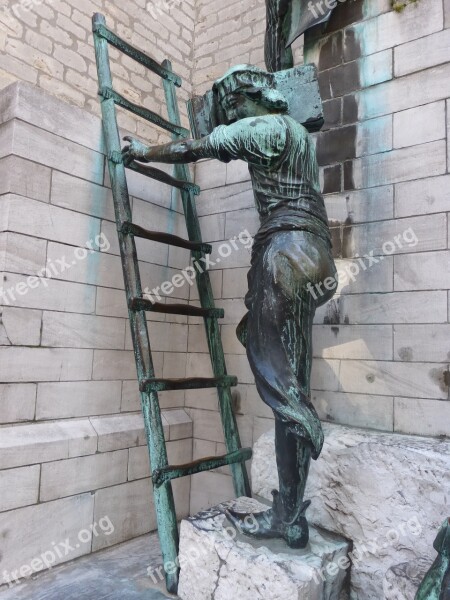 Antwerp Sculpture Bronze Ladder Belgium