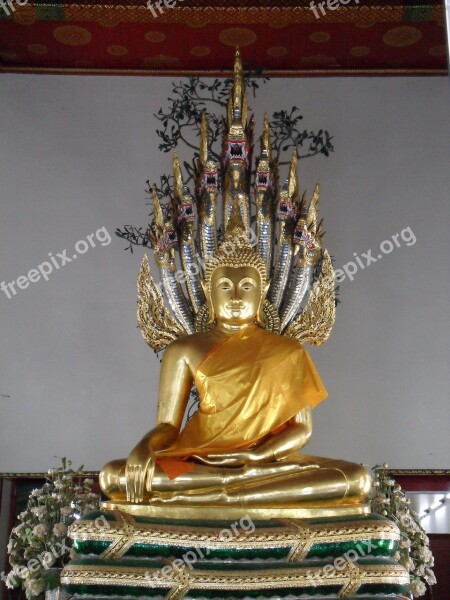 Thailand Bangkok Temple Buddha Snake Heads