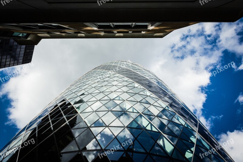 Office Buildings Glass Reflection Sky London