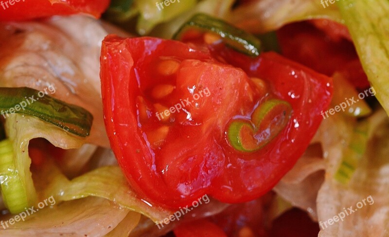 Salad Tomatoes Spring Onions Food Healthy