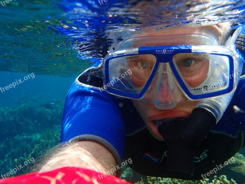 Selfie Snorkeling Diving Mask Vacations Free Photos