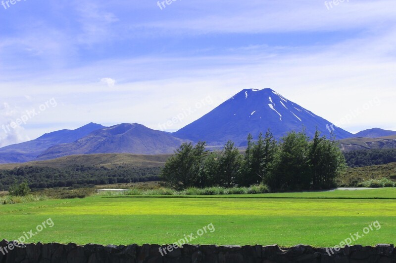 New Zealand Mount Ngauruhoe Landscape Mountain Grass