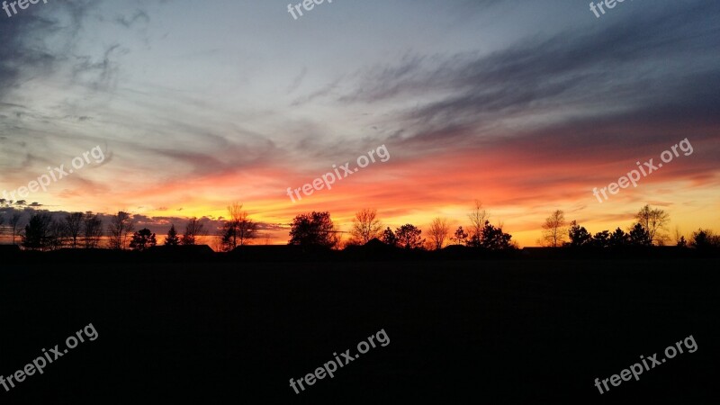 Sunset Sky Evening Orange Purple