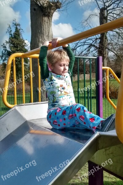 Slide Playing Child Toddler Girl