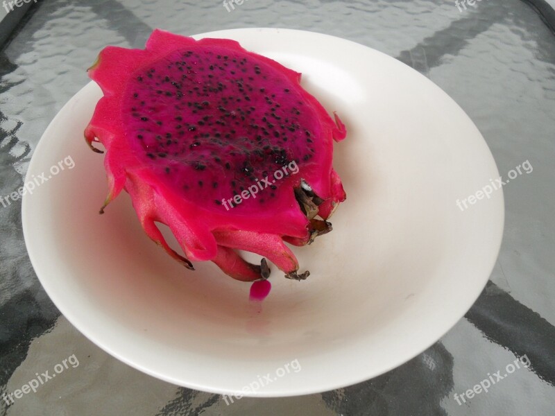 Dragon Fruit Half Pink Fruit Exotic