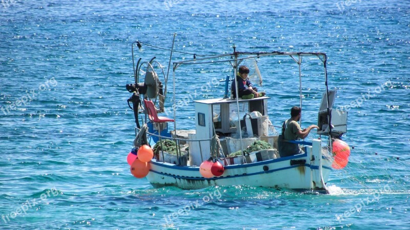 Cyprus Potamos Liopetri Fishing Boat Fishing Sea