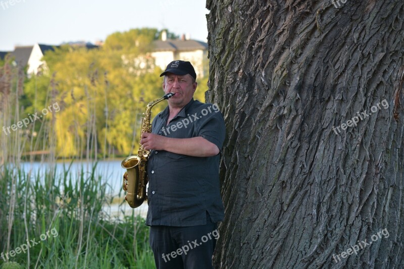 Hamburg Alster Spring Saxophone Nice Weather